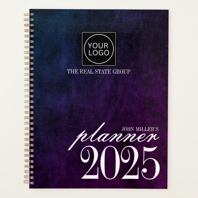 Custom 2025 Professional Company Logo Leather Planner (Front)