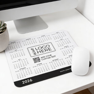 Custom 2026 Calendar QR Code Business Logo Mouse Mat