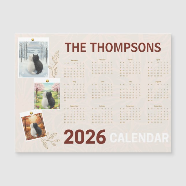Custom 2026  Calendar with Seasonal Cat (Front)