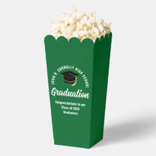 Custom 2026 Green Graduation Party Popcorn Favour Box