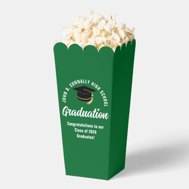 Custom 2026 Green Graduation Party Popcorn Favour Box (Popped)