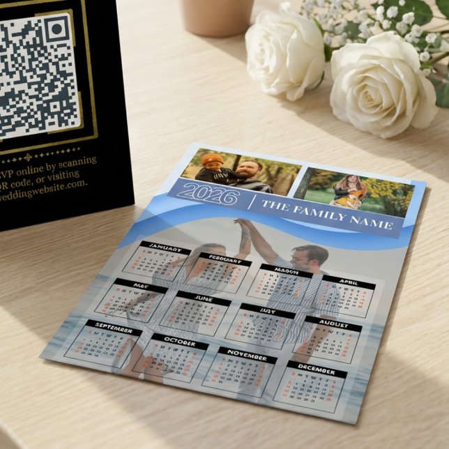 Custom 2026 Photo Family Name Calendar Magnetic  (Custom 2026 Photo Family Name Calendar Magnet)