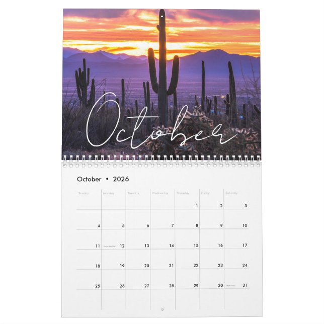  Custom 2026 Sunset Calendar California & Arizona (Oct 2026)