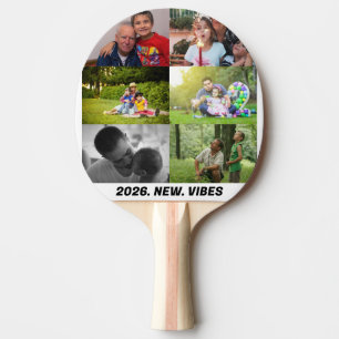 Custom 2026 vibes 6 photo collage ping pong paddle