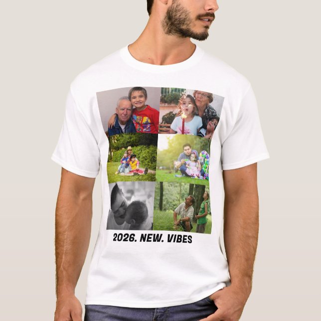 Custom 2026 vibes 6 photo collage  T-Shirt (Front)
