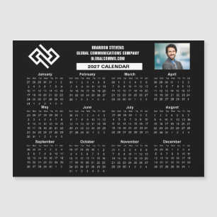 Custom 2027 Company Calendar Black Business Magnet