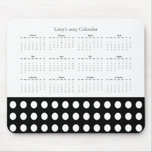Custom 2027 Elegant Polka Dot Calendar Mouse Mat