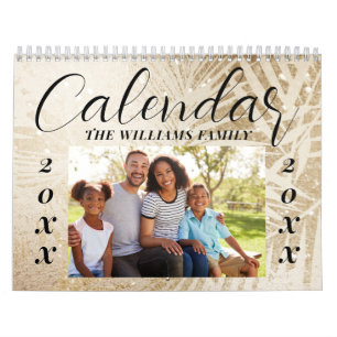 Custom 2027 Elegant Script Gold Family Photo Calendar