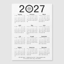 Custom 2027 Magnetic Calendar With Business Logo