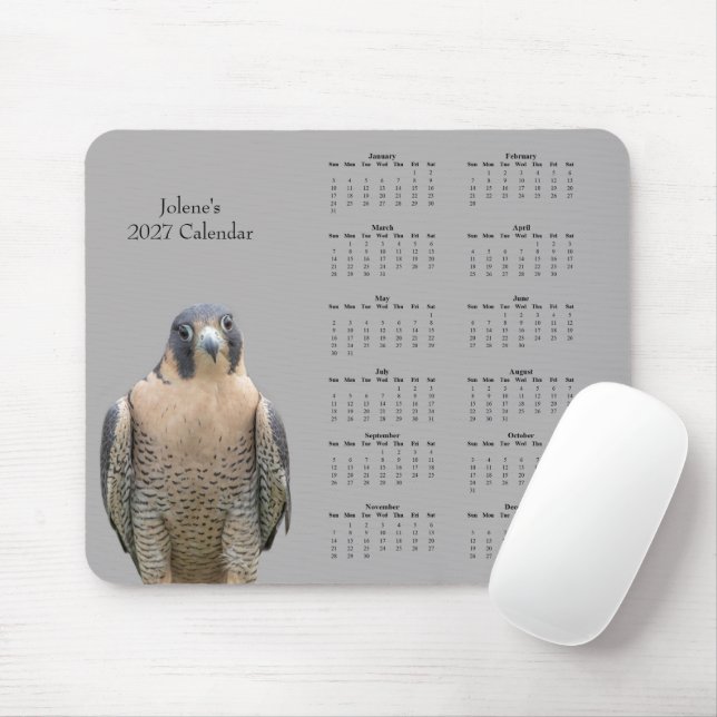 Custom 2027 Peregrine Falcon Flight Calendar Mouse Mat (With Mouse)