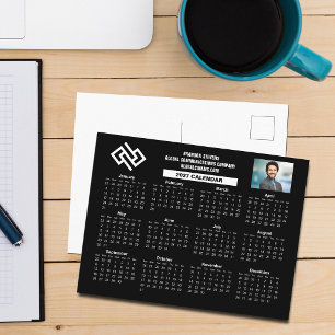 Custom 2027 Professional Business Calendar Black Postcard