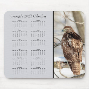 Custom 2027 Red-Tailed Hawk Desk Calendar Mouse Mat