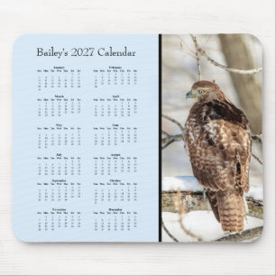 Custom 2027 Red-Tailed Hawk Desk Calendar Mouse Mat
