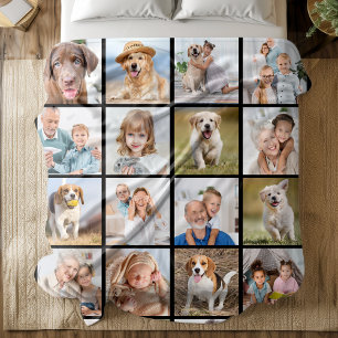 Custom 20 Photo Collage Personalised Modern Family Fleece Blanket