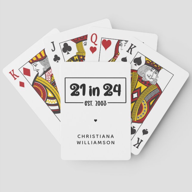 Custom 21st Birthday 21 in 24 Est 2003 Birthday Playing Cards (Back)