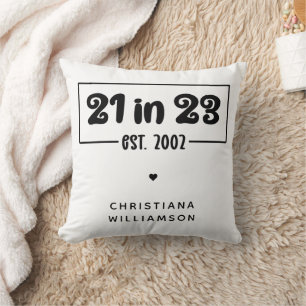 Custom 21st Birthday Gift 21 in 23 Est 2002 Cushion