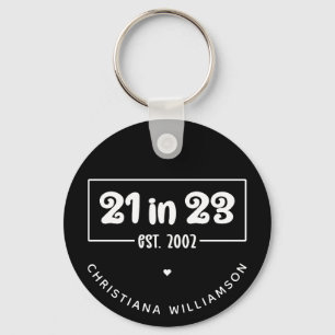 Custom 21st Birthday Gift 21 in 23 Est 2002  Key Ring