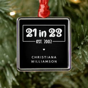 Custom 21st Birthday Gift 21 in 23 Est 2002 Metal Tree Decoration
