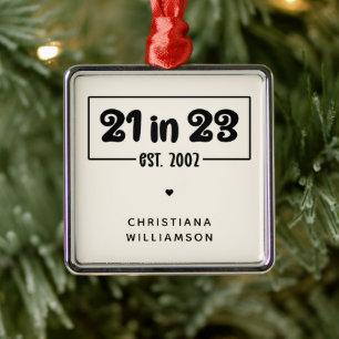Custom 21st Birthday Gift 21 in 23 Est 2002 Metal Tree Decoration
