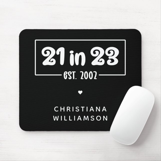 Custom 21st Birthday Gift 21 in 23 Est 2002 Mouse Mat (With Mouse)