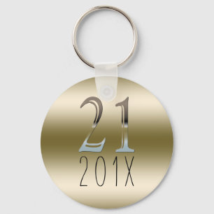 Custom 21st Birthday Gift   Gold Silver Number 21 Key Ring
