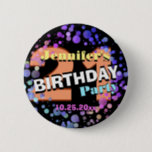 Custom 21st Birthday Party 6 Cm Round Badge<br><div class="desc">Custom rainbow confetti 21st birthday party button. Note: You can change the wording for most events. You can also change the background colour,  font colour and font. Have a wonderful celebration!</div>