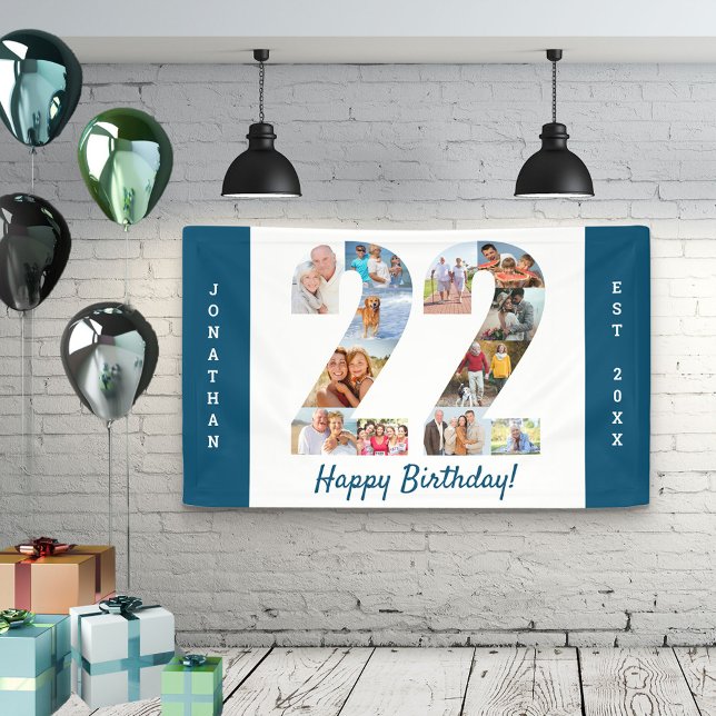 Custom 22nd Birthday Party Photo Collage Banner (Creator Uploaded)