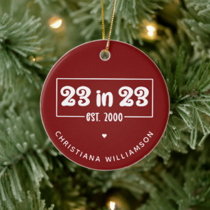 Custom 23rd Birthday Gift 23 in 23 Est 2000 Ceramic Tree Decoration