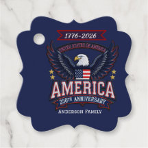 Custom 250th Anniversary America Eagle Favour Tags