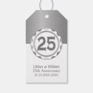 Custom 25th Silver Anniversary Gift Tags