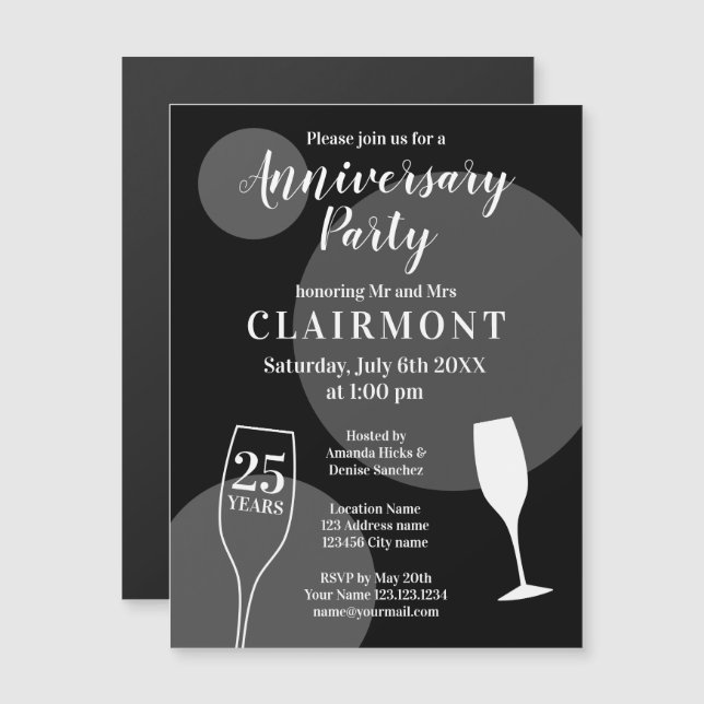 Custom 25th  Wedding Anniversary Magnetic Invitation (Front/Back)