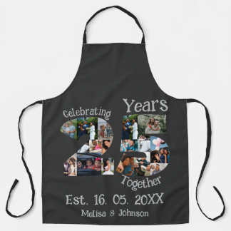 Custom 25th wedding anniversary photo collage apron