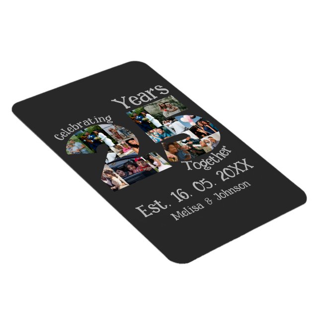 Custom 25th wedding anniversary photo collage magnet (Right Side)