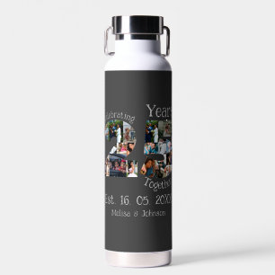 Custom 25th wedding anniversary photo collage water bottle