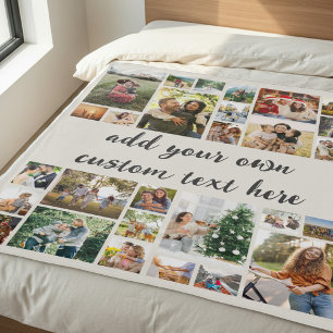 Custom 28 Photo Collage Fleece Blanket