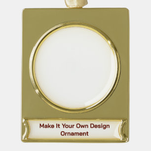 Custom 2.4" l x 1.95" w gold plated banner ornament