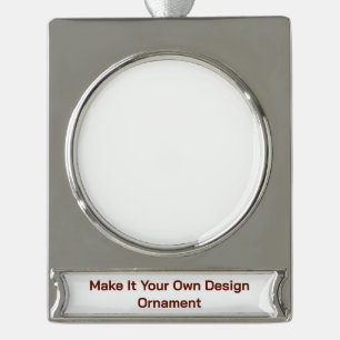 Custom 2.4" l x 1.95" w silver plated banner ornament