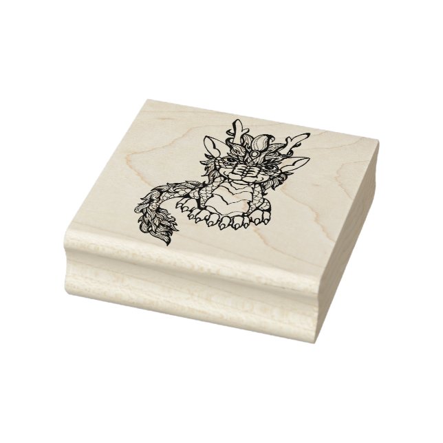 Custom 2.5" x 2.5" Rubber Stamp Asian Dragon (Stamp)