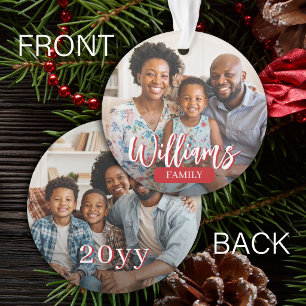 Custom 2 family photo double sided Christmas Ornament
