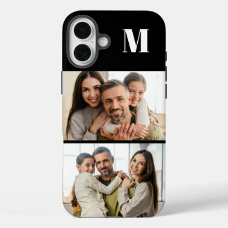 Custom 2 Family Photo & Monogrammed iPhone 16 Plus Case