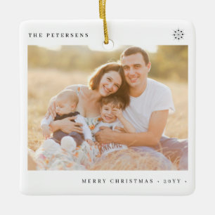 Custom 2 family photos double sided Christmas Ceramic Ornament