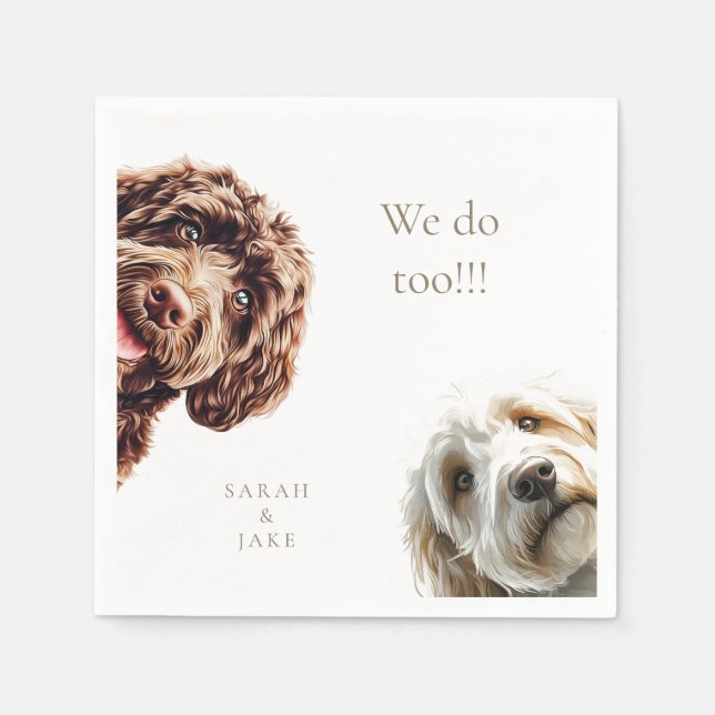 Custom 2 Pet Doodle Wedding III Napkins  (Front)