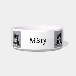 Custom 2 Pet Photo Cat Name Bowl