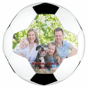 Custom 2 Photo 2 Sided Family Photo Black Script Football
