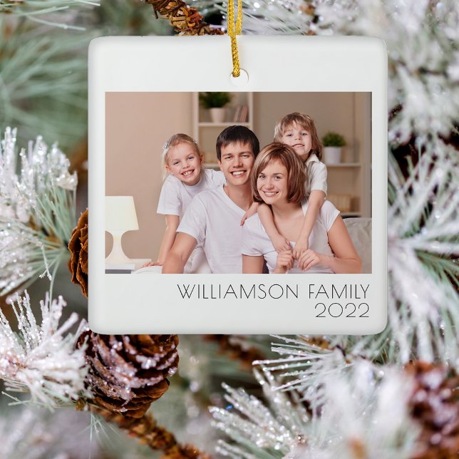 Custom 2-Photo 2-sided Family Photo Simple Ceramic Ornament (Creator Uploaded)