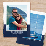 Custom 2 Photo Add Your Own Name Dark Blue Planner<br><div class="desc">Make great memories with this stylish dark blue and white year planner! Personalised with your name and two photos. On the back there is the option to add your family motto or other text. This versatile template can easily be customised to make a unique new year's gift for friends and...</div>