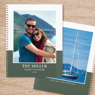 Custom 2 Photo Add Your Own Name Green Planner