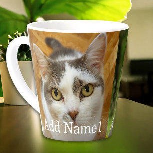 Custom 2 Photo and Text Personalised Latte Mug