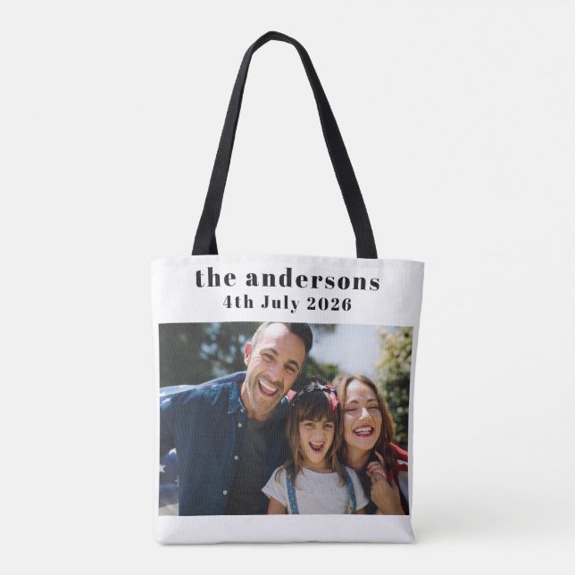 Custom 2 Photo and Text Personalised Tote Bag (Back)