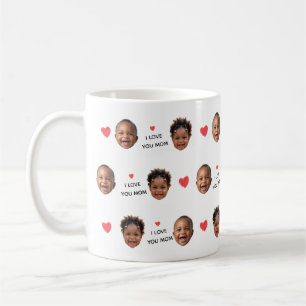 Custom 2 Photo Baby Face Collage "I Love You Mum" Coffee Mug